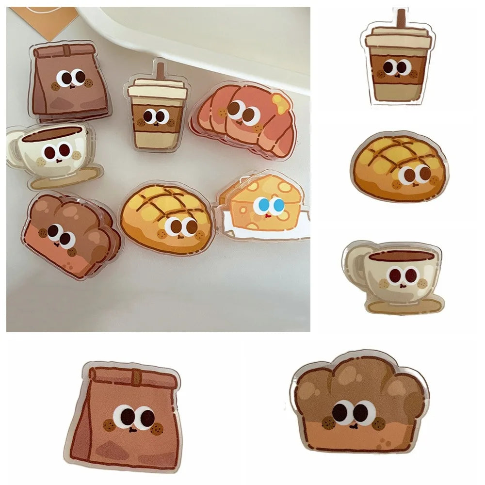 Office Supplies Bread Cute PP Clip Decorative Bookmark Cartoon Memo Clip Paperclip Acrylic Acrylic Paper Clip Desk Organizer Peaceful Pleasures Health and Wellness