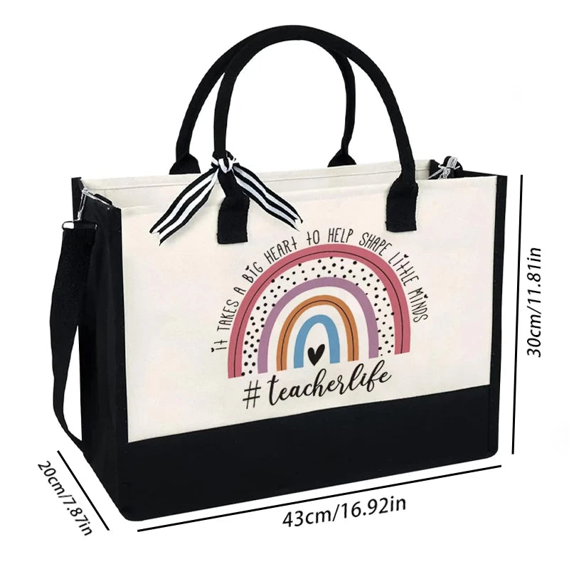 Teacher Appreciation Canvas Tote Bag | Black & White Gift Canvas Tote Bag Peaceful Pleasures Health and Wellness tote bag 43x30x20cm