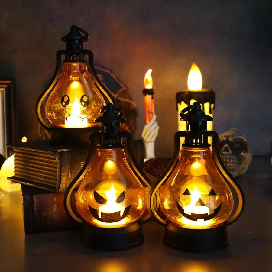 Halloween Portable LED Pumpkin Lantern Ghost Shape Handheld Light