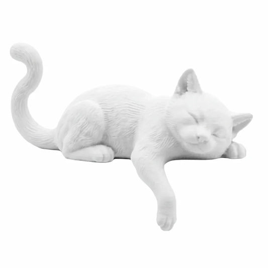 3D Printed Sleeping Cat Desk Ornament | Cute Cat Statue Decorative Cat Figurine Oasis Select White