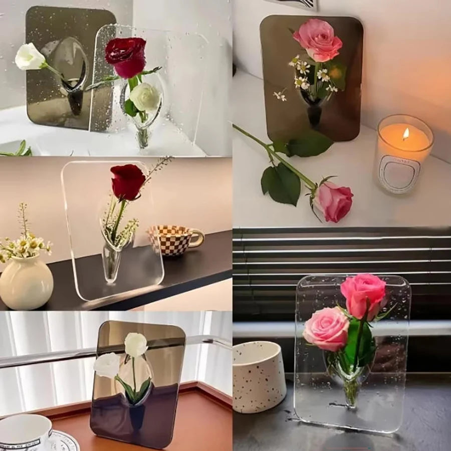 Frame Flower Vase – Clear Acrylic Modern Art Vase for Home Decor, Unique Decorative Standing Vase