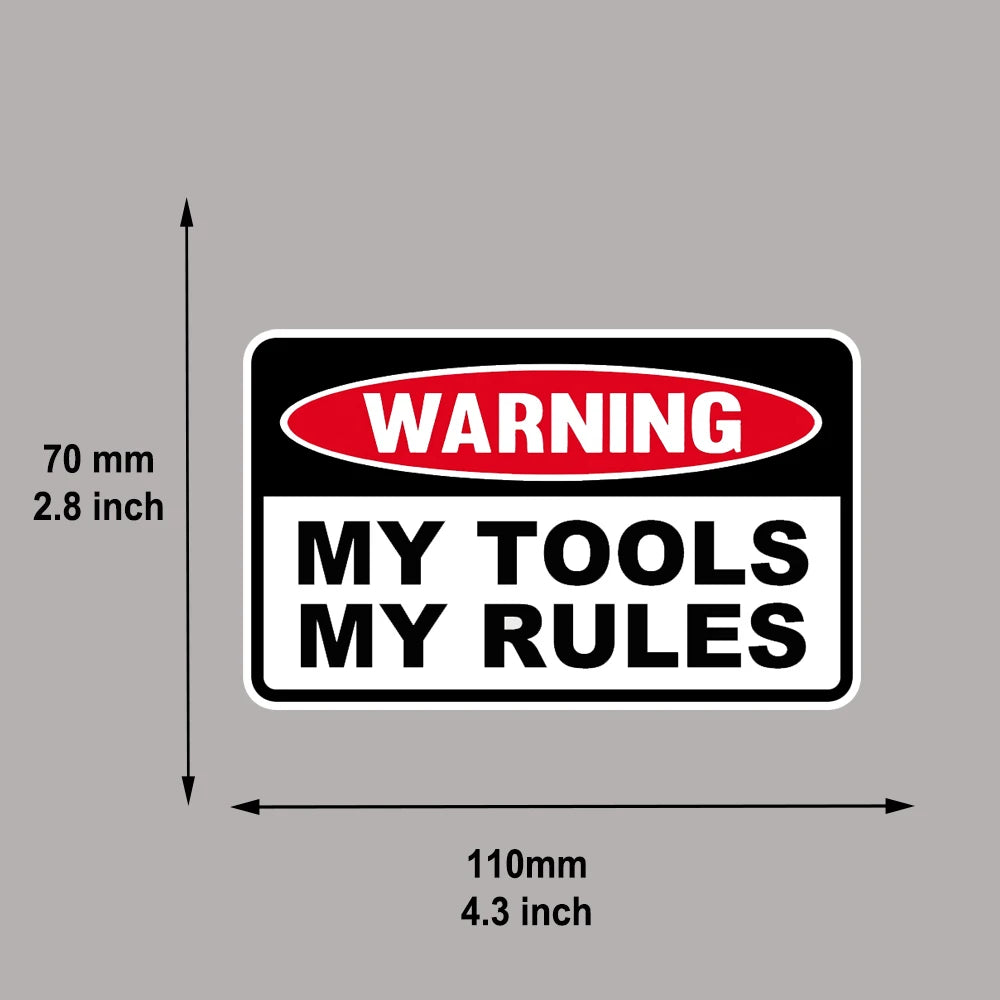 2pcs 110mm My Tools, My Rules Toolbox Warning Funny Sticker Decal Peaceful Pleasures Health and Wellness