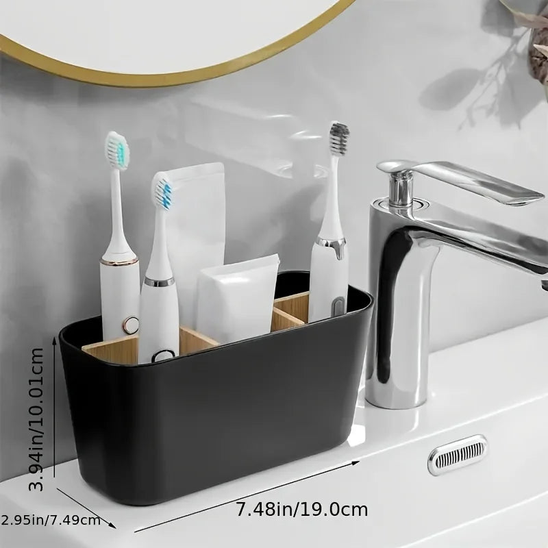 Bamboo Toothbrush Holder 5 Slots – Bathroom Countertop Organizer Toothbrush Holder Peaceful Pleasures Health and Wellness