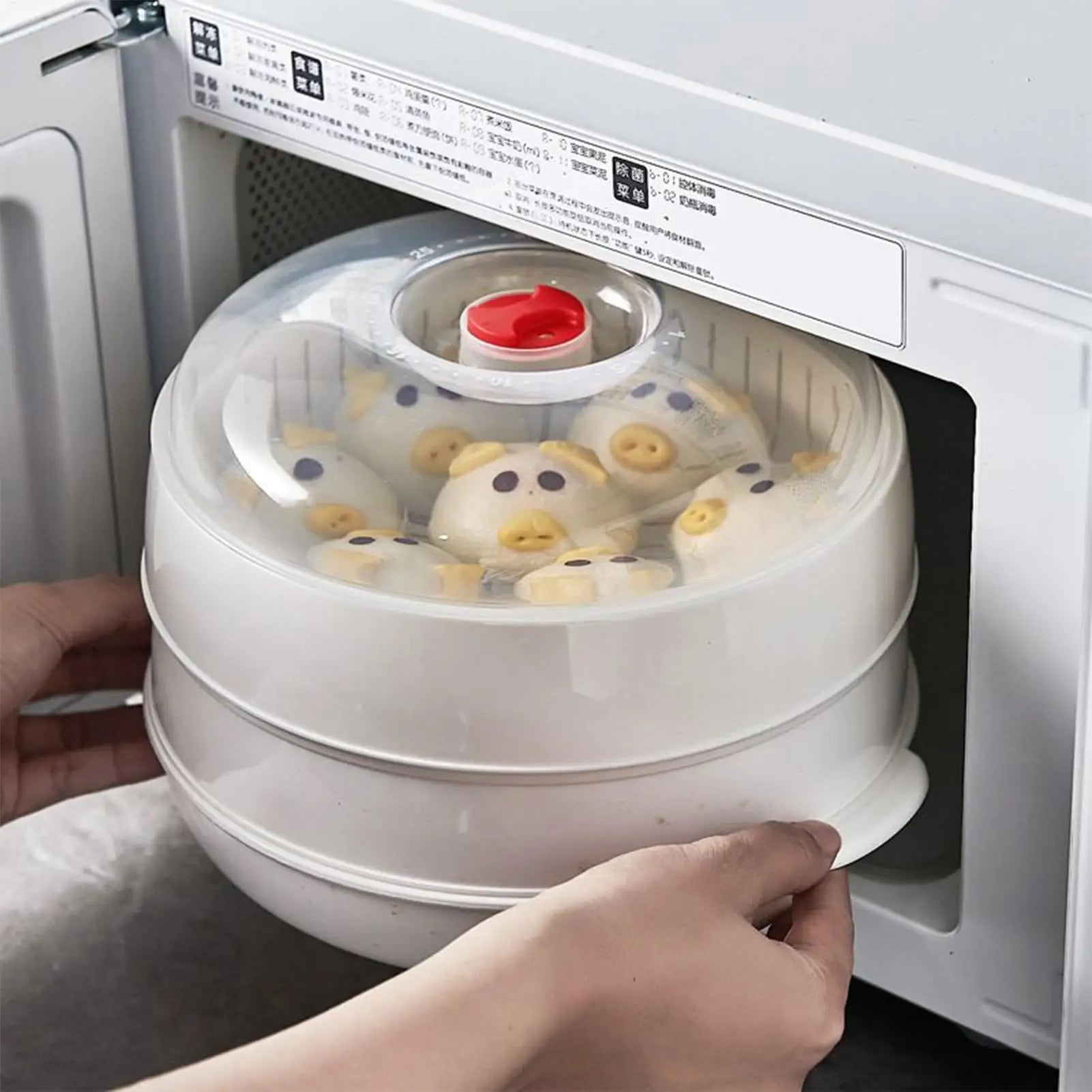 Microwave Steamer PP Large Capacity Heating Steamer Basket Kitchen Steamer Box Steamer Rack Can Exhaust Steam Kitchen Tool Peaceful Pleasures Health and Wellness