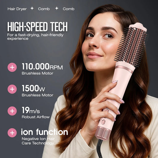 Upgraded high-speed hot air brush styling tool quick hair-drying styler for salon and home use for women Peaceful Pleasures Health and Wellness
