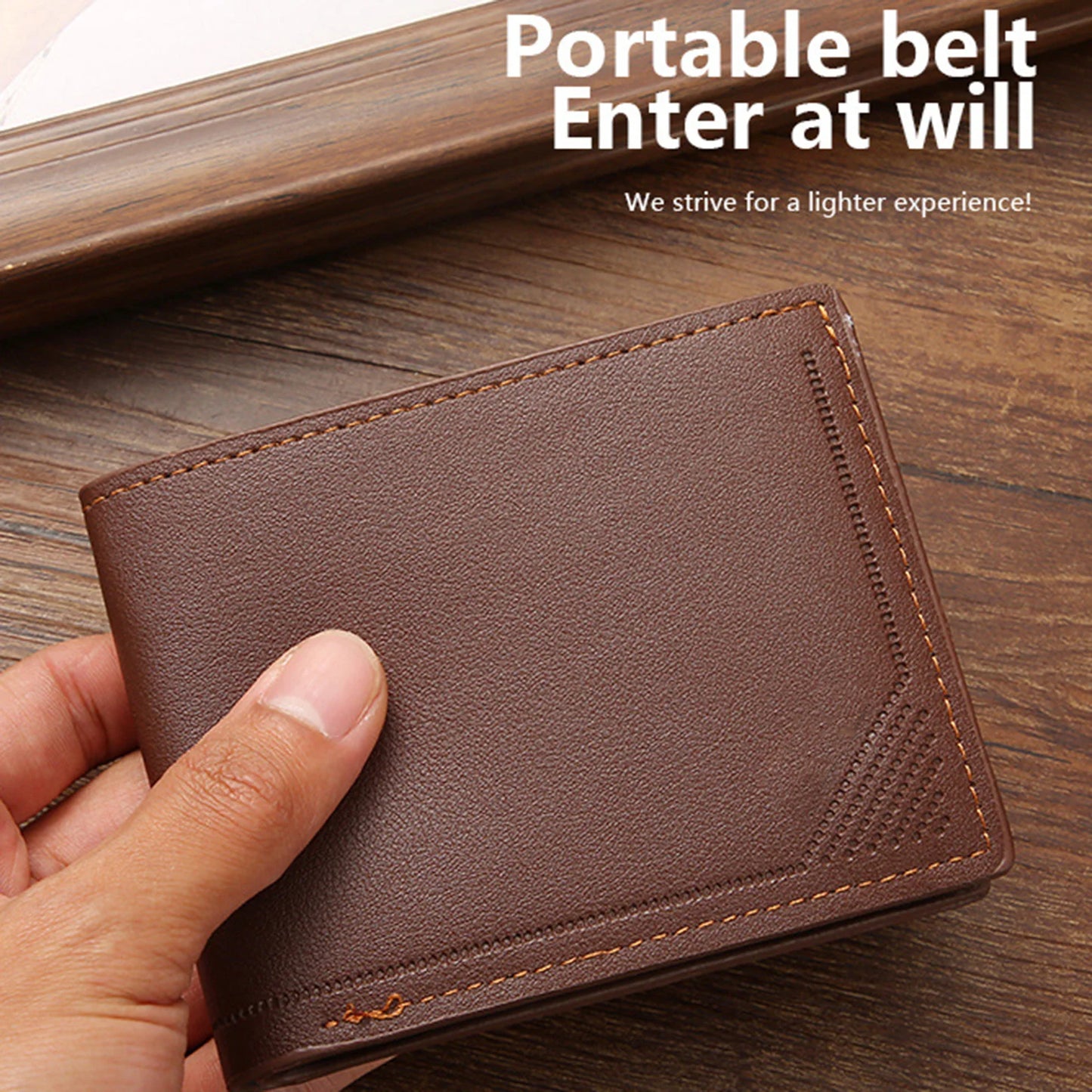 Men's Slim Wallet Short Horizontal Design Multiple Card Slots Large Capacity Soft Leather Business Money Clip Peaceful Pleasures Health and Wellness