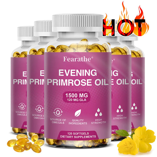 Evening Primrose Supplement Cold Pressed Oil - Contains Gelatin and Vegetable Glycerin To Promote Healthy Skin,120 Capsules Peaceful Pleasures Health and Wellness