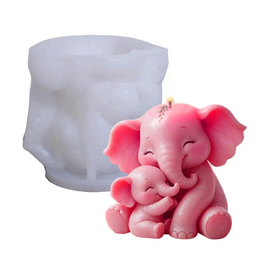 Elepahant Silicone Candle Mold 3D Cute Silicone Mom And Kid Home Decor Animal Casting Mold For Thanksgiving Holiday Birthday Peaceful Pleasures Health and Wellness China Mainland