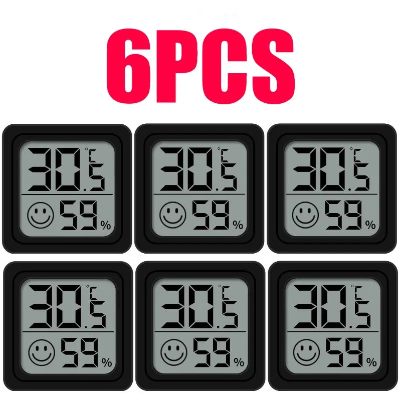 6-Pack Mini Digital Thermometer Hygrometer – LCD Indoor/Outdoor
