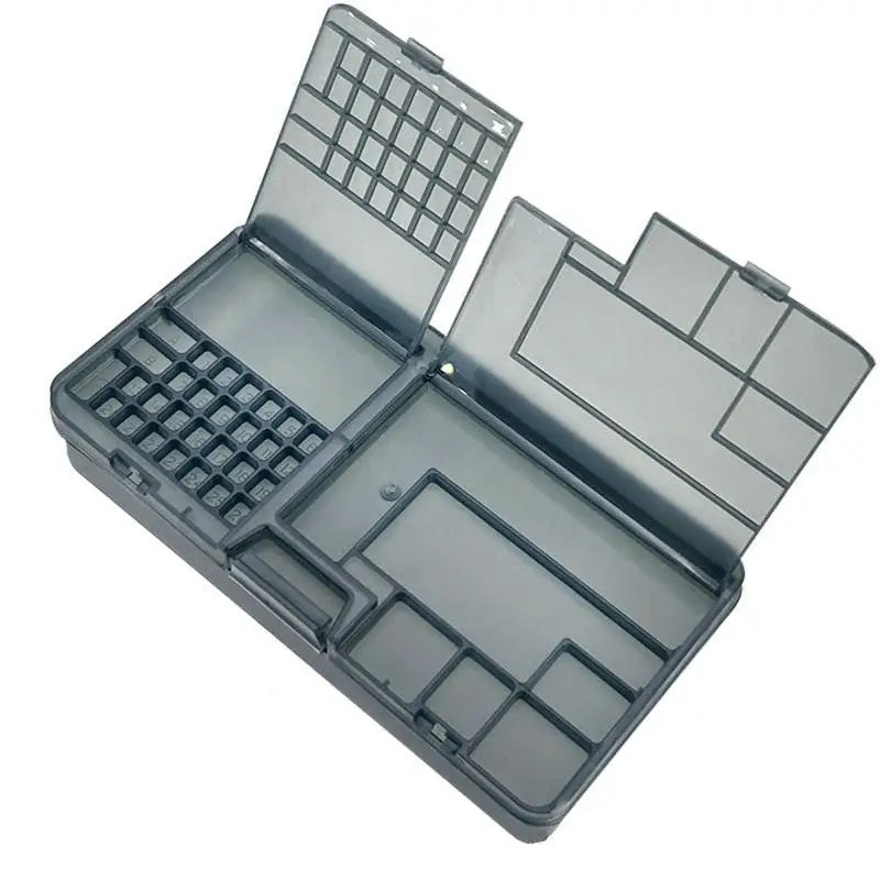 Double Layer Electronic Parts Storage Box | Multi-Grid Organizer