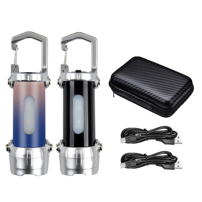 Mini COB Keychain Flashlight USB-C Rechargeable | Red Blue Strobe