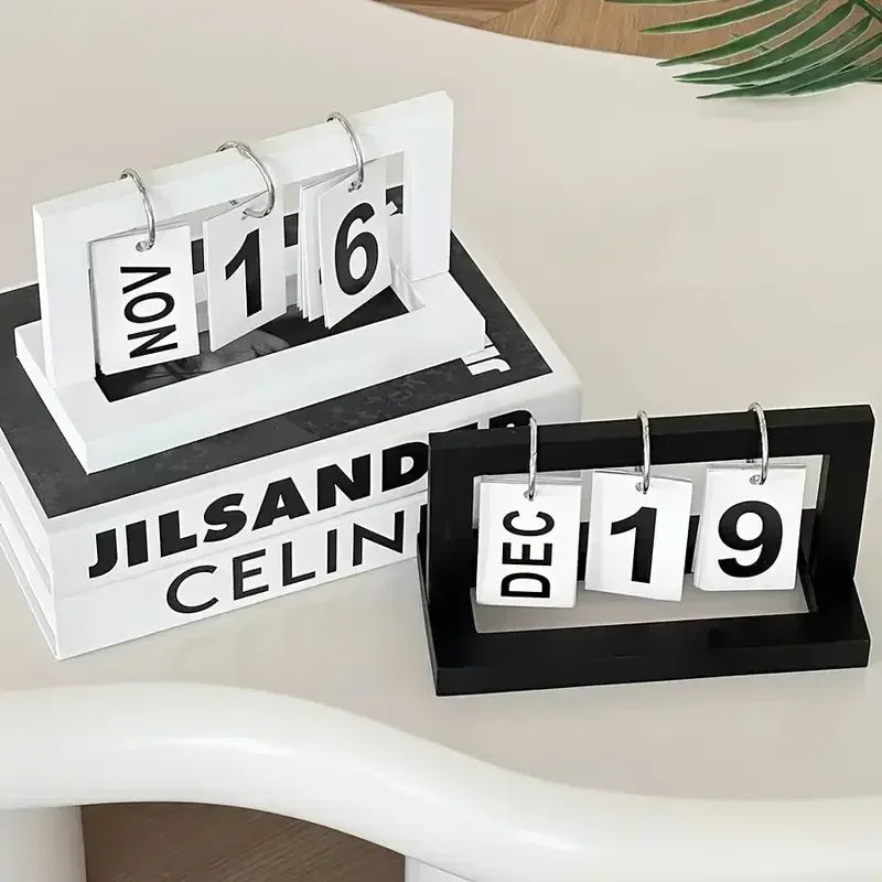 Ins Minimalist Style Living Room Office Decoration Wooden Calendar Ornament Modern Desk Accessories Simple Home Decor Crafts Gif Peaceful Pleasures Health and Wellness