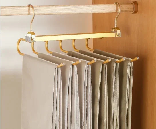 6-in-1 Telescopic Folding Pants Hanger | Space-Saving Closet Organizer for Trousers, Ties & Scarves