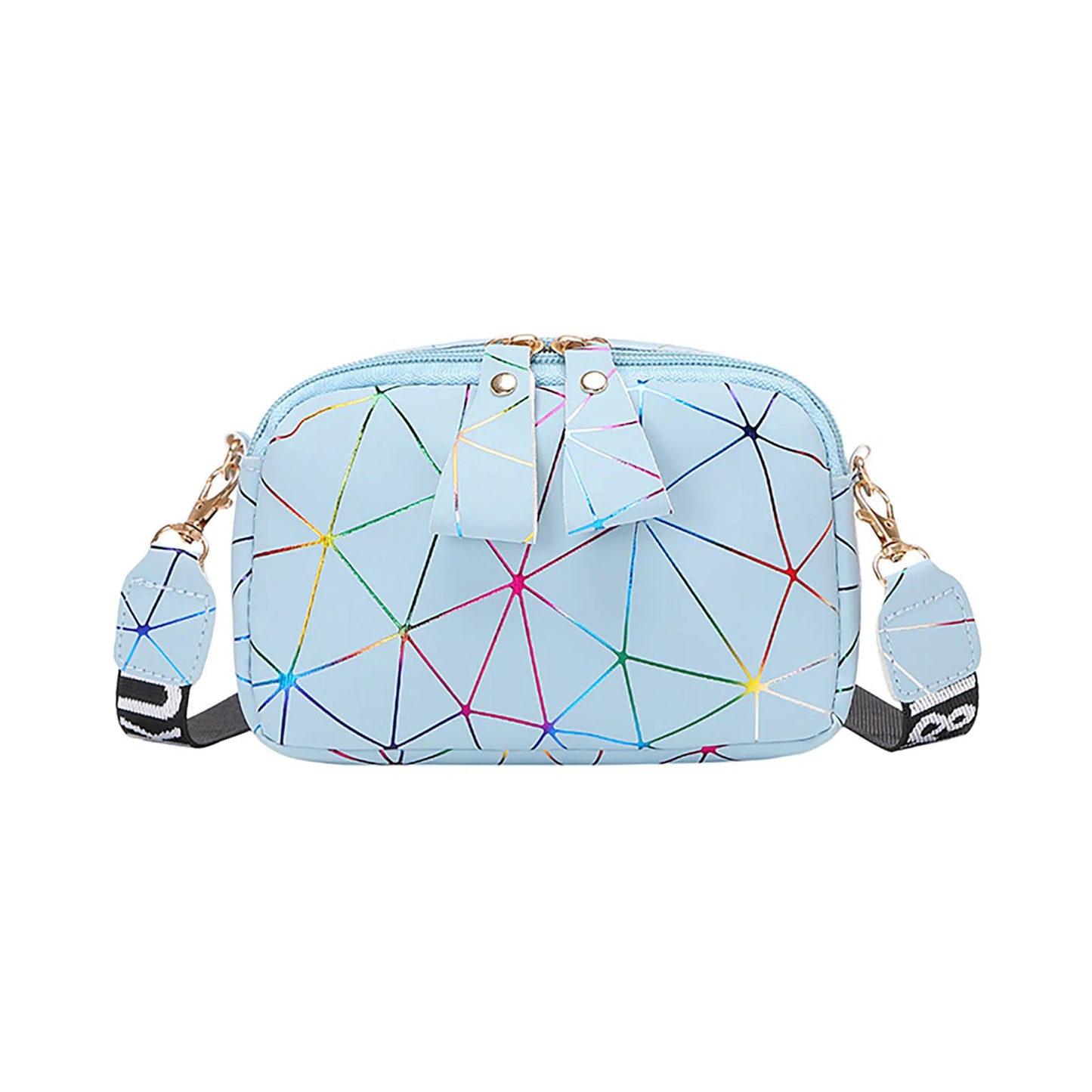 Woman Square Crossbody Bag Print Shoulder Bag with Wide Detachable Shoulder Strap for Mobile Phone Cosmetics Keychain Peaceful Pleasures Health and Wellness Blue