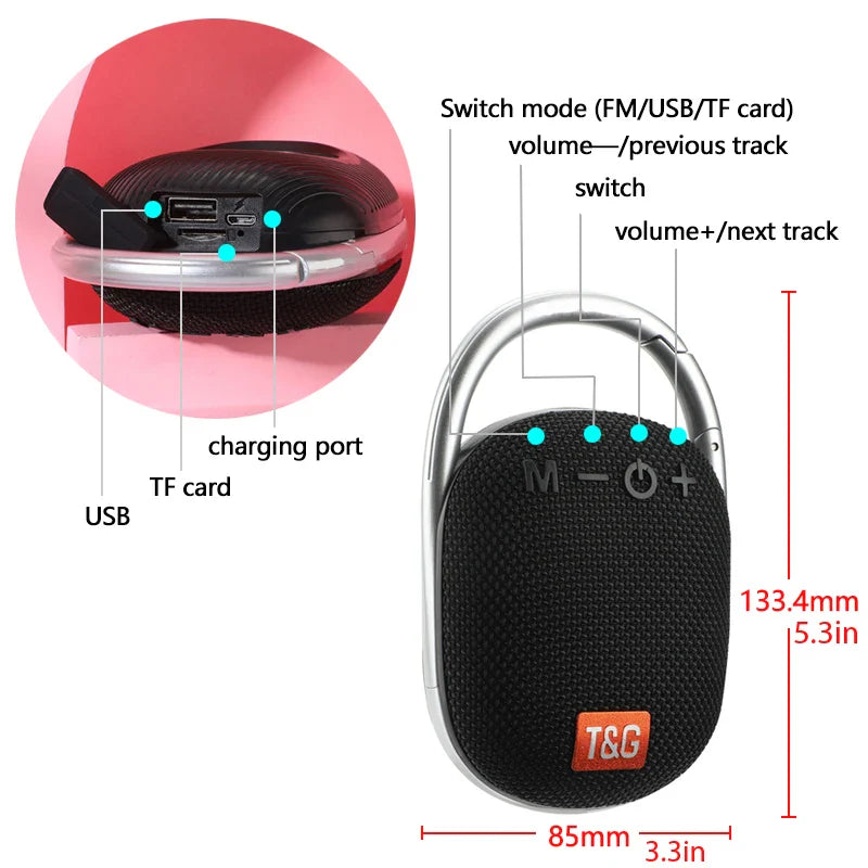 T&G TG321 Portable Bluetooth 5.0 Speaker | FM, Waterproof