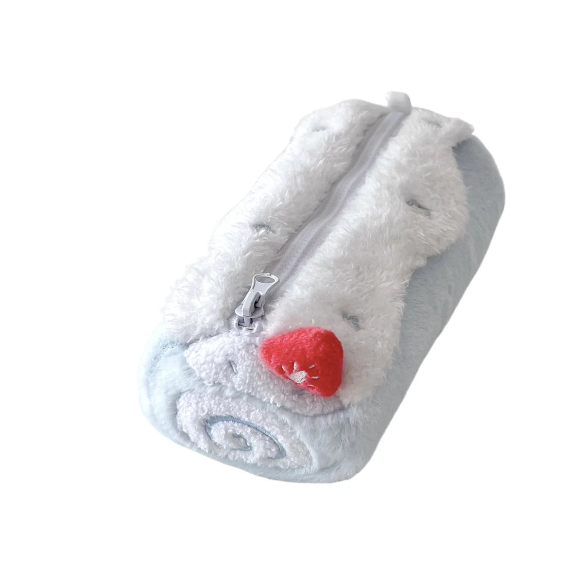 1pc Cream Swiss Roll Plush Pen Bag Cute High Beauty Student Large Capacity Desktop Stationery Box Pen Bag Peaceful Pleasures Health and Wellness blue