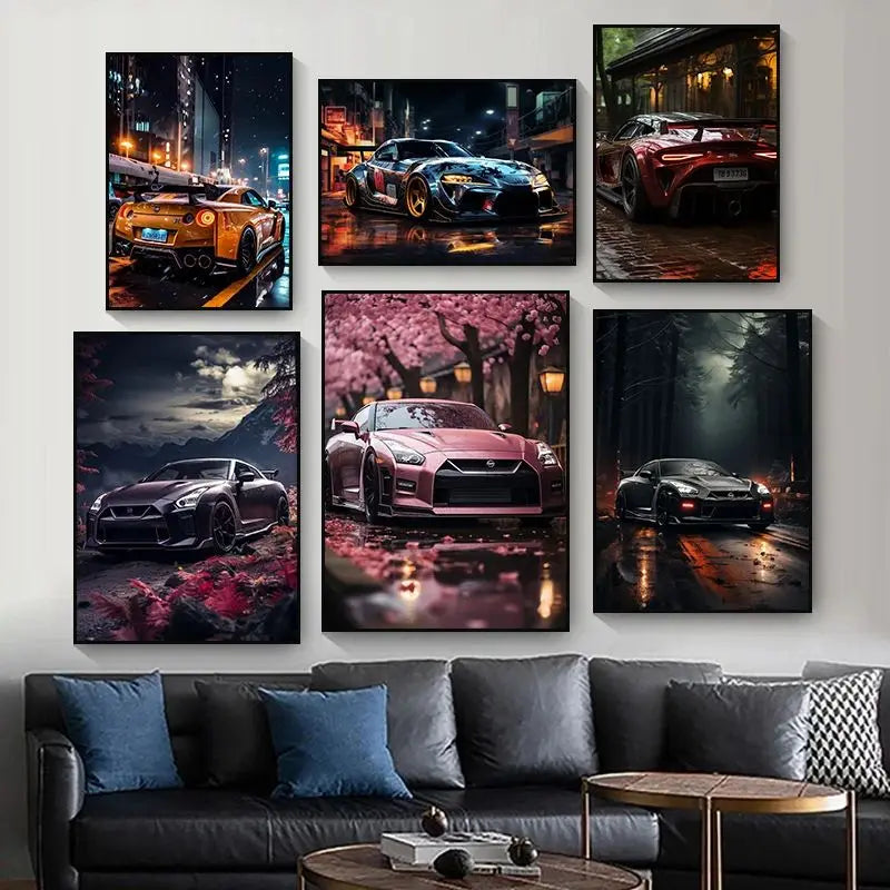 Abstract Sports Car Canvas Wall Art Print | Unframed Poster