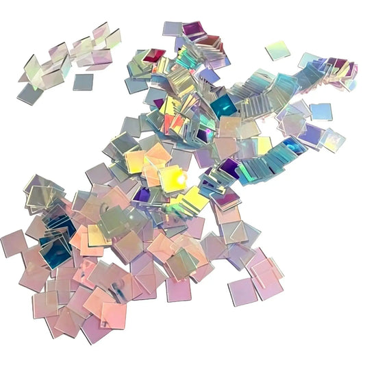Rainbow Holographic Acrylic Squares 50/100Pcs – Light Catcher Tiles Holographic Acrylic Tiles Peaceful Pleasures Health and Wellness