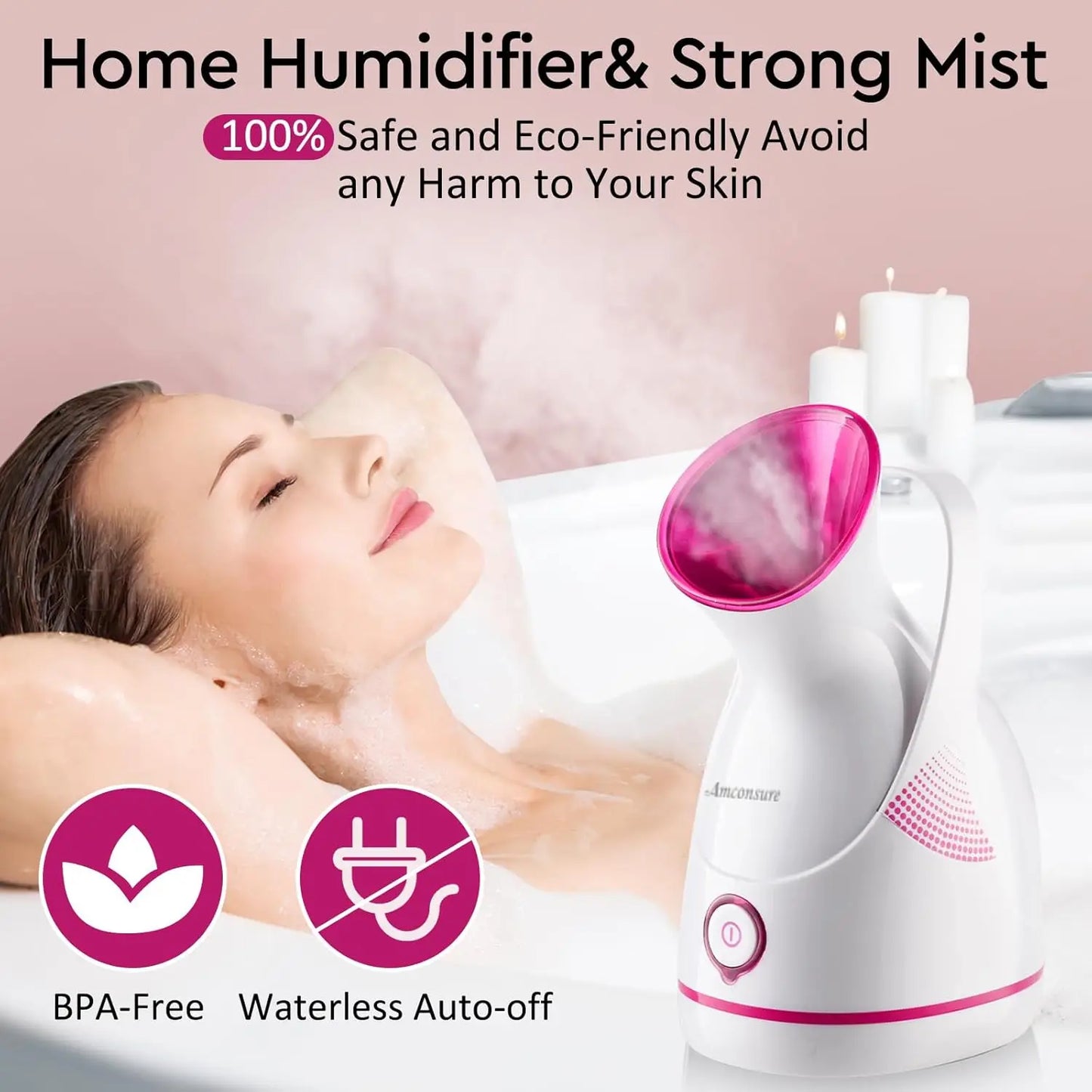 Facial Steamer - Nano Ionic Face Steamer Warm Mist Steamer for Home Sauna SPA, Humidifier for Face Steamer for Deep Cleaning Peaceful Pleasures Health and Wellness