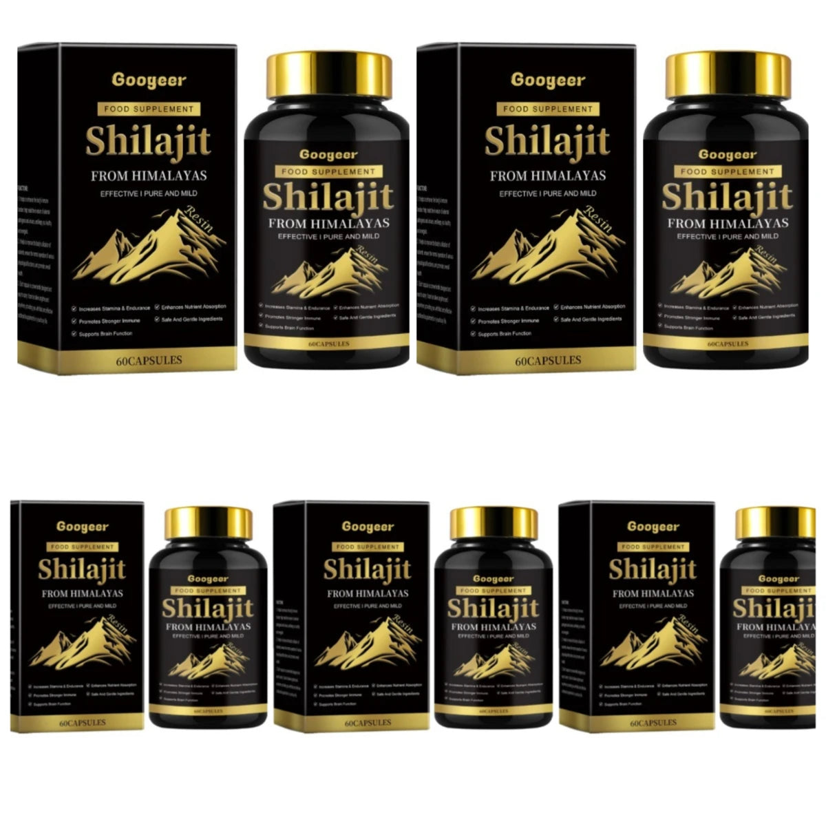Googeer Himalayan Shilajit Capsules 60ct | Brain & Nutrient Support