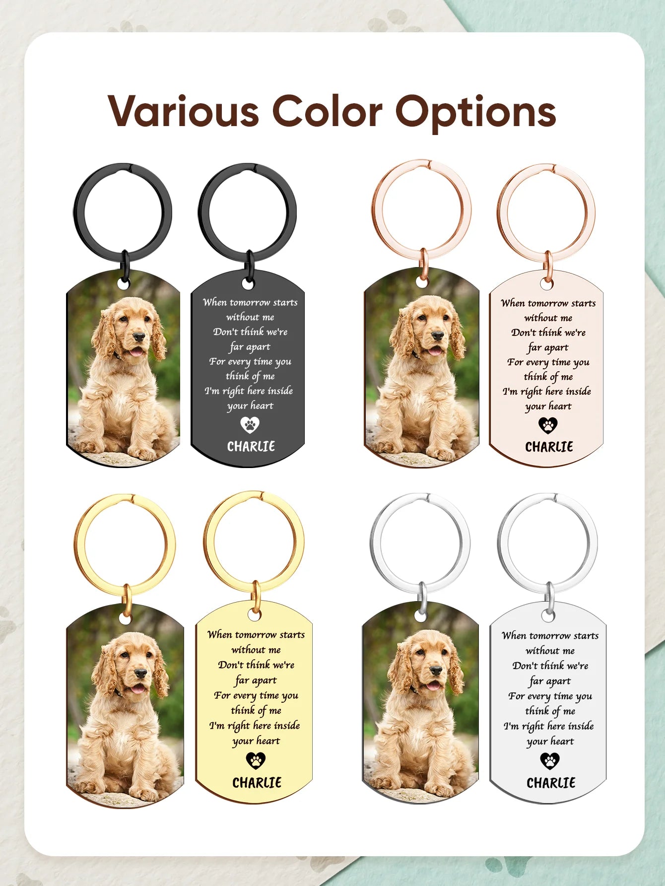 Personalized Pet Photo Keychain Custom Dog Memorial Gift Pet Loss Keepsake for Dog Lovers Anniversary Christmas Gift Peaceful Pleasures Health and Wellness