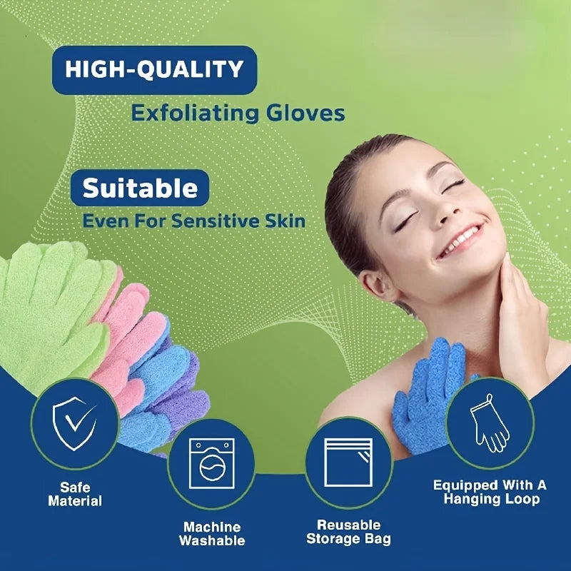 Double-Sided Exfoliating Bath Gloves | Spa Body Scrub Shower