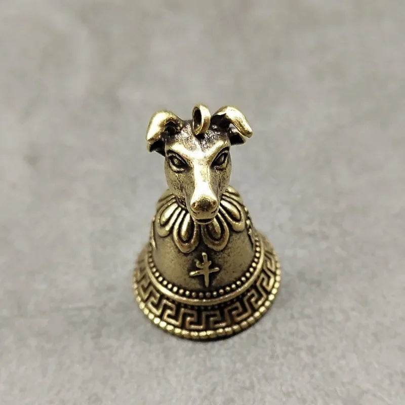 Brass Chinese 12 Zodiac Animals Heads Bell Keychain Pendants Jewelry Vintage Copper Feng Shui Car Key Chain Hanging Keyring Gift Peaceful Pleasures Health and Wellness