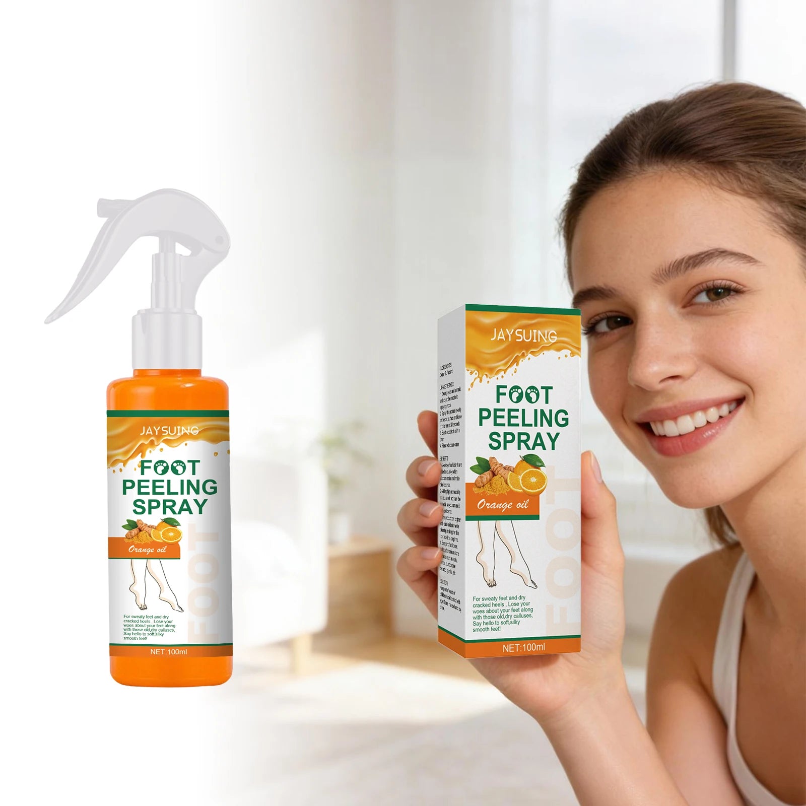 Orange Oil Foot Peeling Spray Exfoliate Rough Skin Soften Heels Repairing Dry Cracks Smoothing Foot Skins Feet Exfoliating Spray Peaceful Pleasures Health and Wellness
