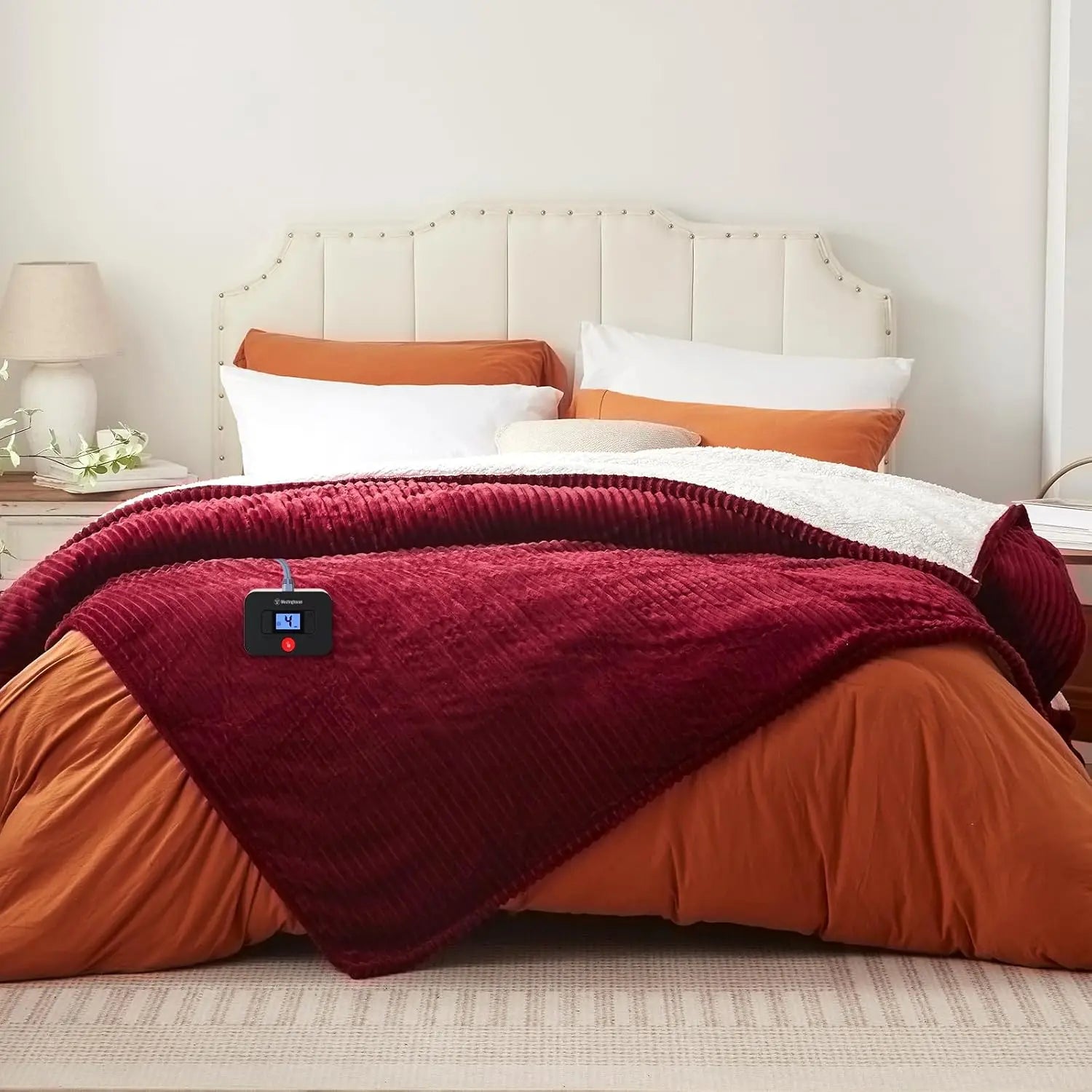 Ribbed Flannel & Sherpa Heated Blanket 62x84" – 10 Levels, Auto Off Peaceful Pleasures Health and Wellness United States