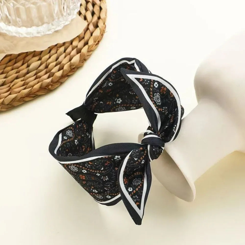Wide Brim Bowknot Headband – Floral Paisley Elastic Hair Hoop