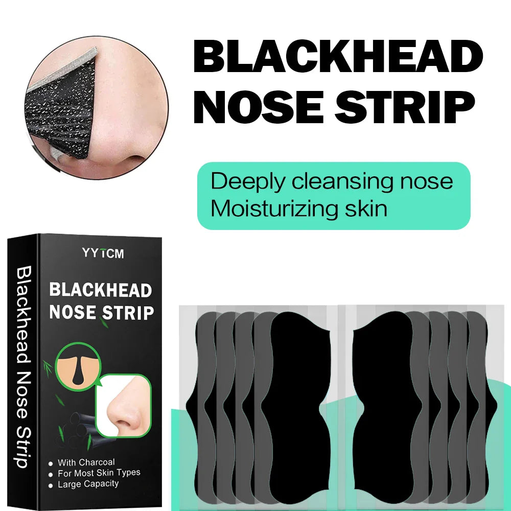 Bamboo Charcoal Nose Pore Strips – Deep Cleansing Blackhead Remover