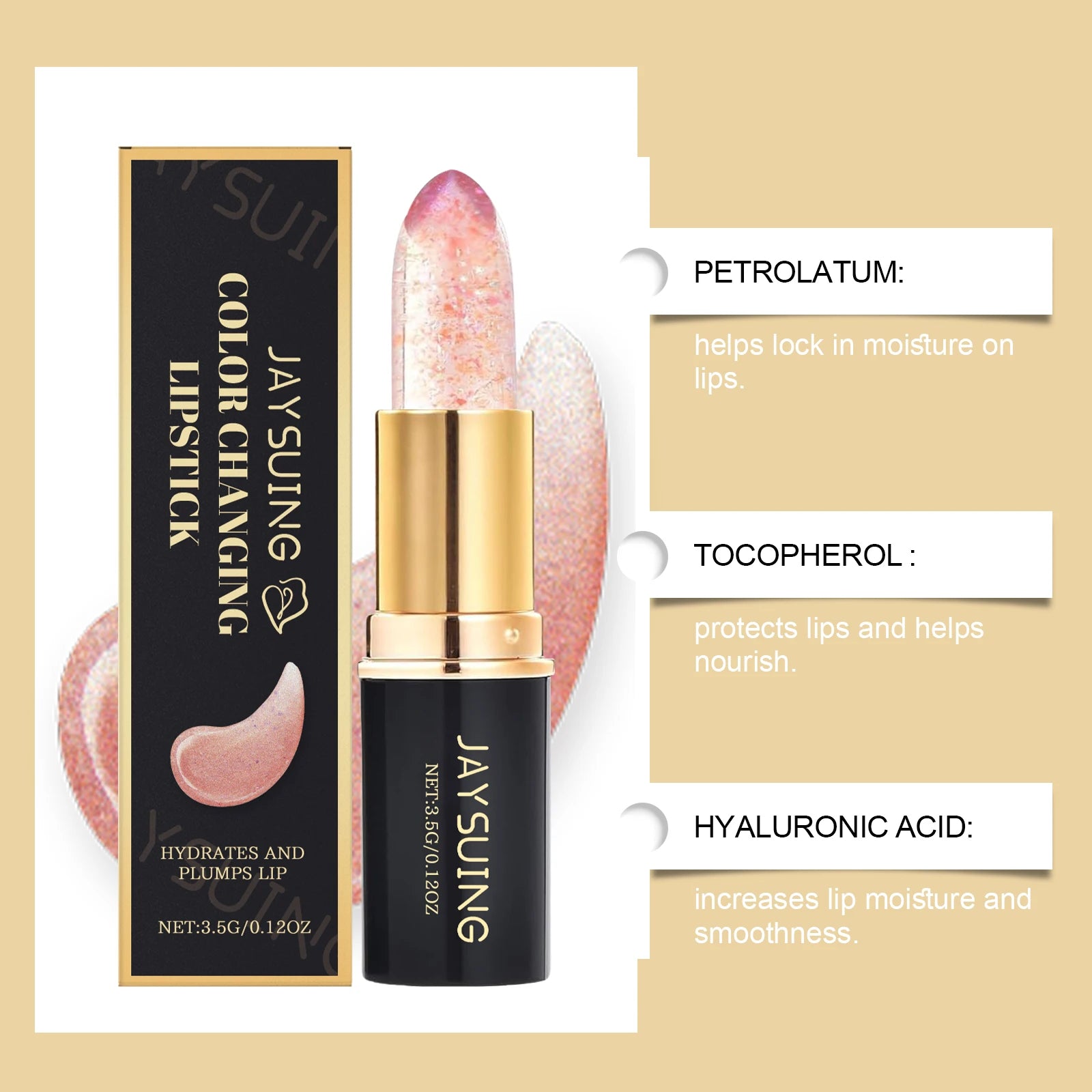 pH Color Changing Lip Balm – Shimmer & Gold Foil Tinted Gloss Peaceful Pleasures Health and Wellness