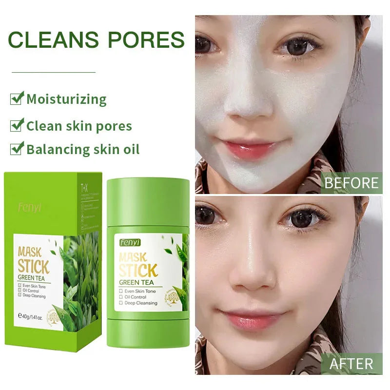 Face Clean Mask Green Tea Cleansing Stick Mask Shrink pores Deep Blackhead Remover facial Moisturizing Deep Cleansing Mask Peaceful Pleasures Health and Wellness
