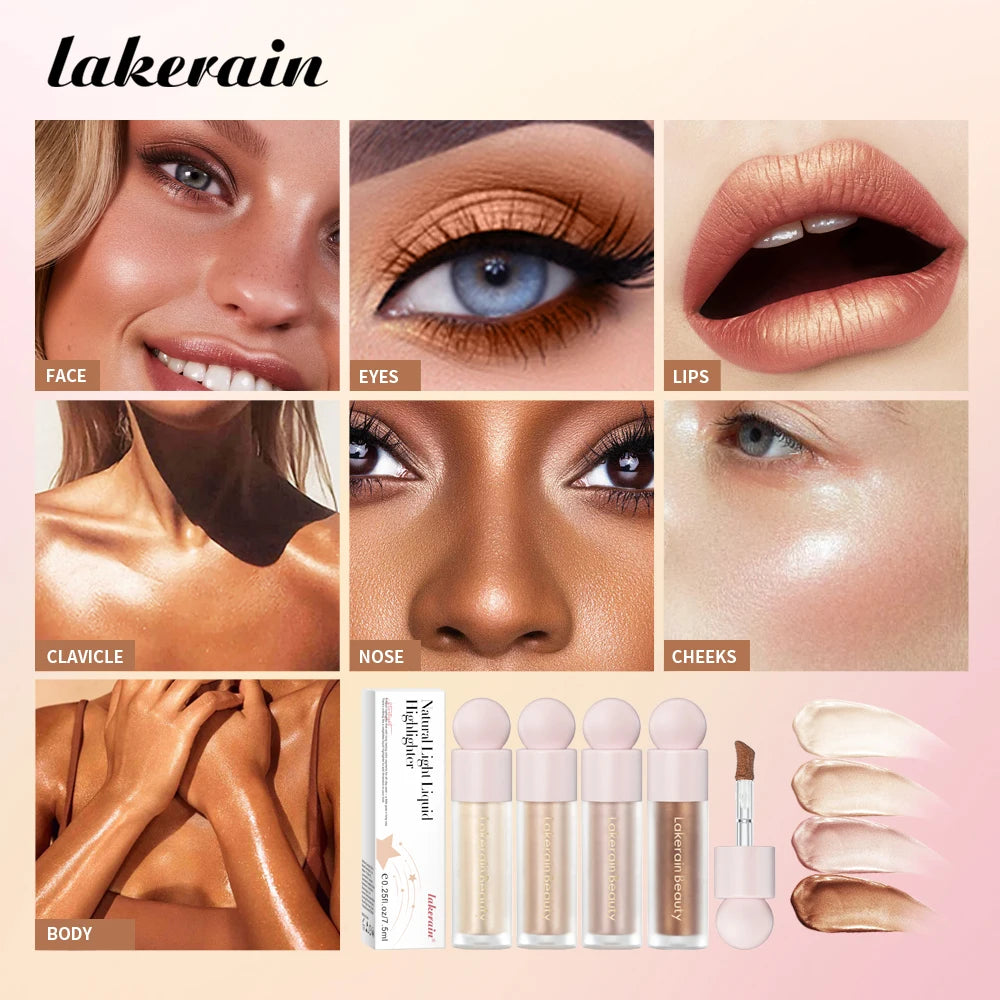 4Color Face Liquid Highlighter Bronzer Contouring Highlight Fluid Makeup Face Shimmer Shine High Lighter Iluminador Maquillaje Peaceful Pleasures Health and Wellness