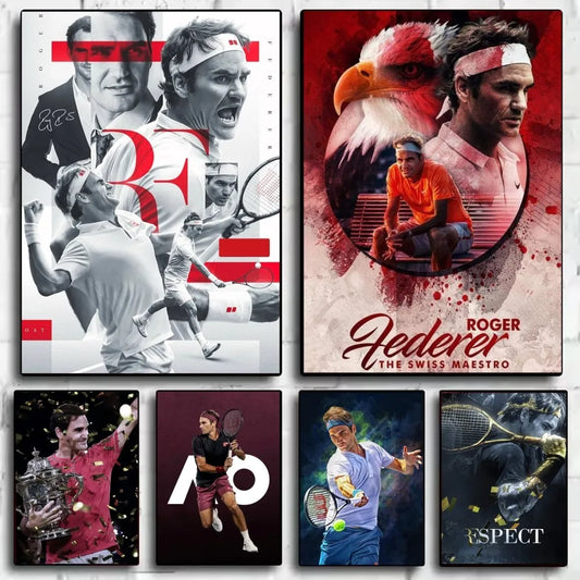 Roger Federer HD Wall Poster – Waterproof PVC Sticky Decor Sports Wall Poster Peaceful Pleasures Health and Wellness