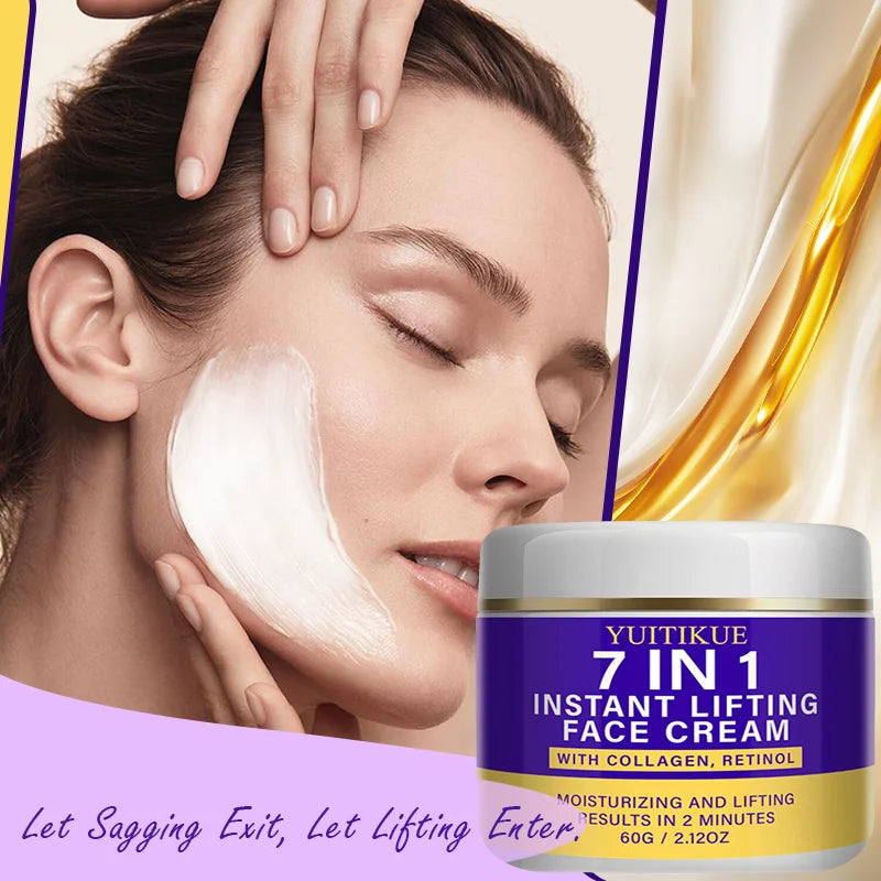 Yuitikue 7 in 1 Instant Lifting Face Cream, 60g Collagen & Retinol Moisturizer for Instant Lifting & Moisturizing Peaceful Pleasures Health and Wellness