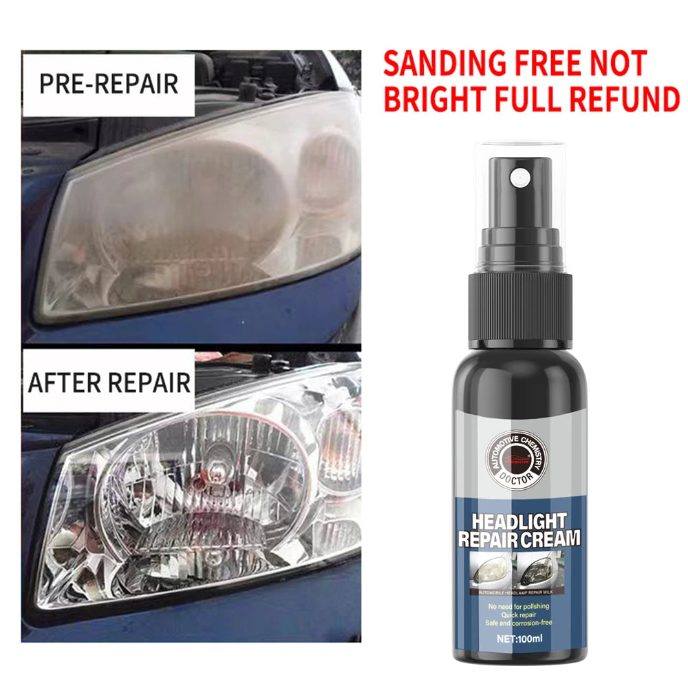 Car Headlight Coating Spray Liquid Car Light Cleaner And Restorer UV Resistant Long Lasting Head Light Coating Spray For car SUV Peaceful Pleasures Health and Wellness