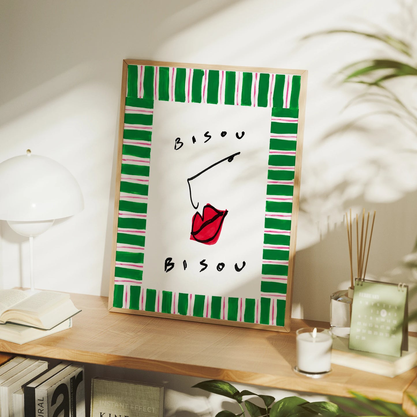 French BISOU Kiss Canvas Wall Art Print | Modern Home Decor
