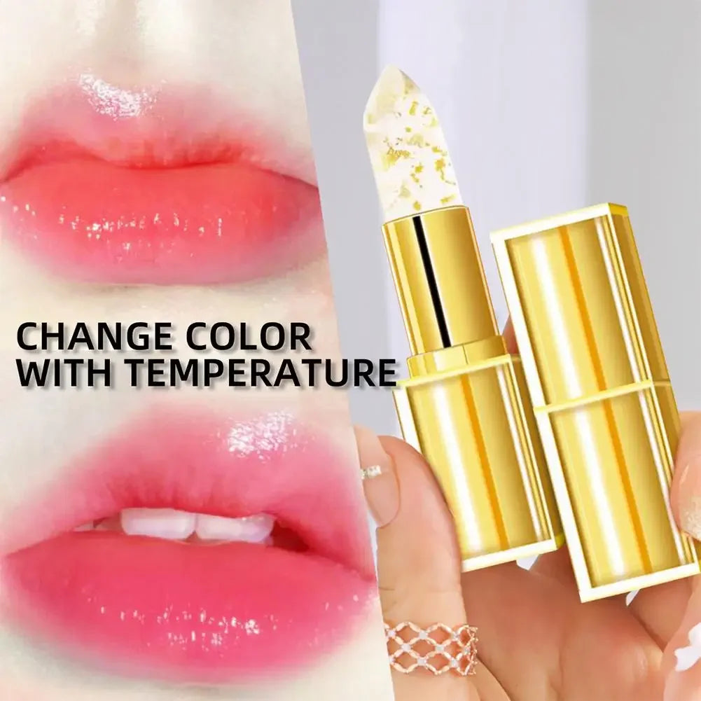 Gold Crystal PH Color Changing Lip Balm, Moisturizing High Shine Glossy Lipstick, Waterproof Non Sticky Cup Daily Lip Care Peaceful Pleasures Health and Wellness