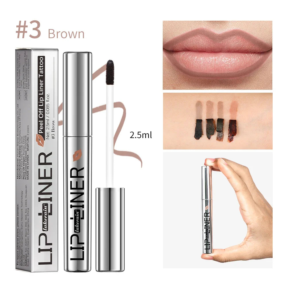 Peel Off Tattoo Lip Liner – Waterproof Matte Lip Stain, 4 Colors