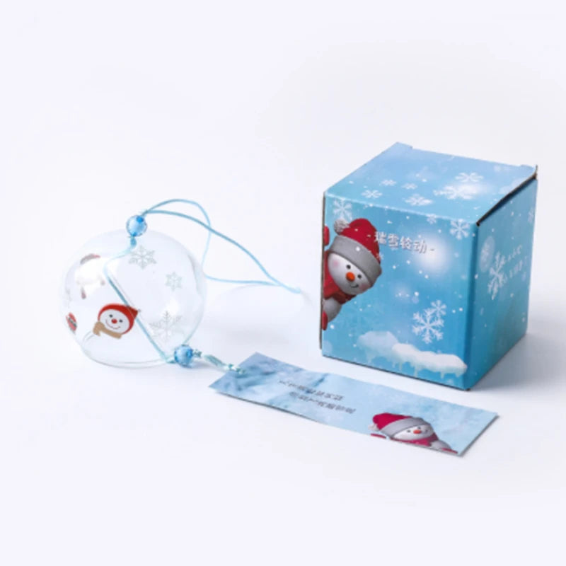 1pcs Japanese Wind Bell Handmade Wind Chimes Glass Furin Home Decors Spa Sakura Kitchen Office Decor Cherry Blossom Pattern Peaceful Pleasures Health and Wellness snowman