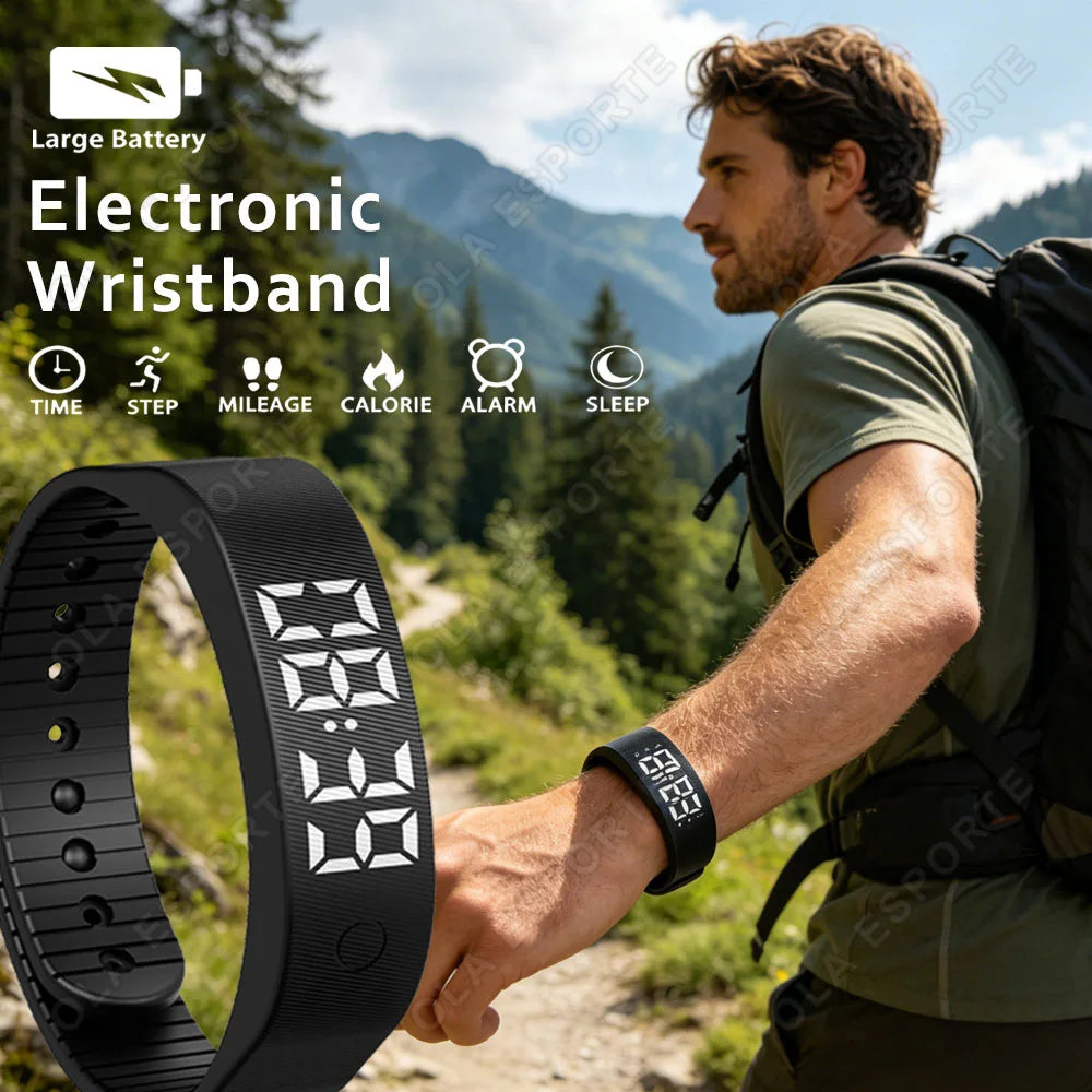 LED Digital Alarm Clock Watch Adjustable Snooze-proof Alarm Bracelet with Running Pedometer IP65 Waterproof Vibrating Alarm Hw12 Peaceful Pleasures Health and Wellness