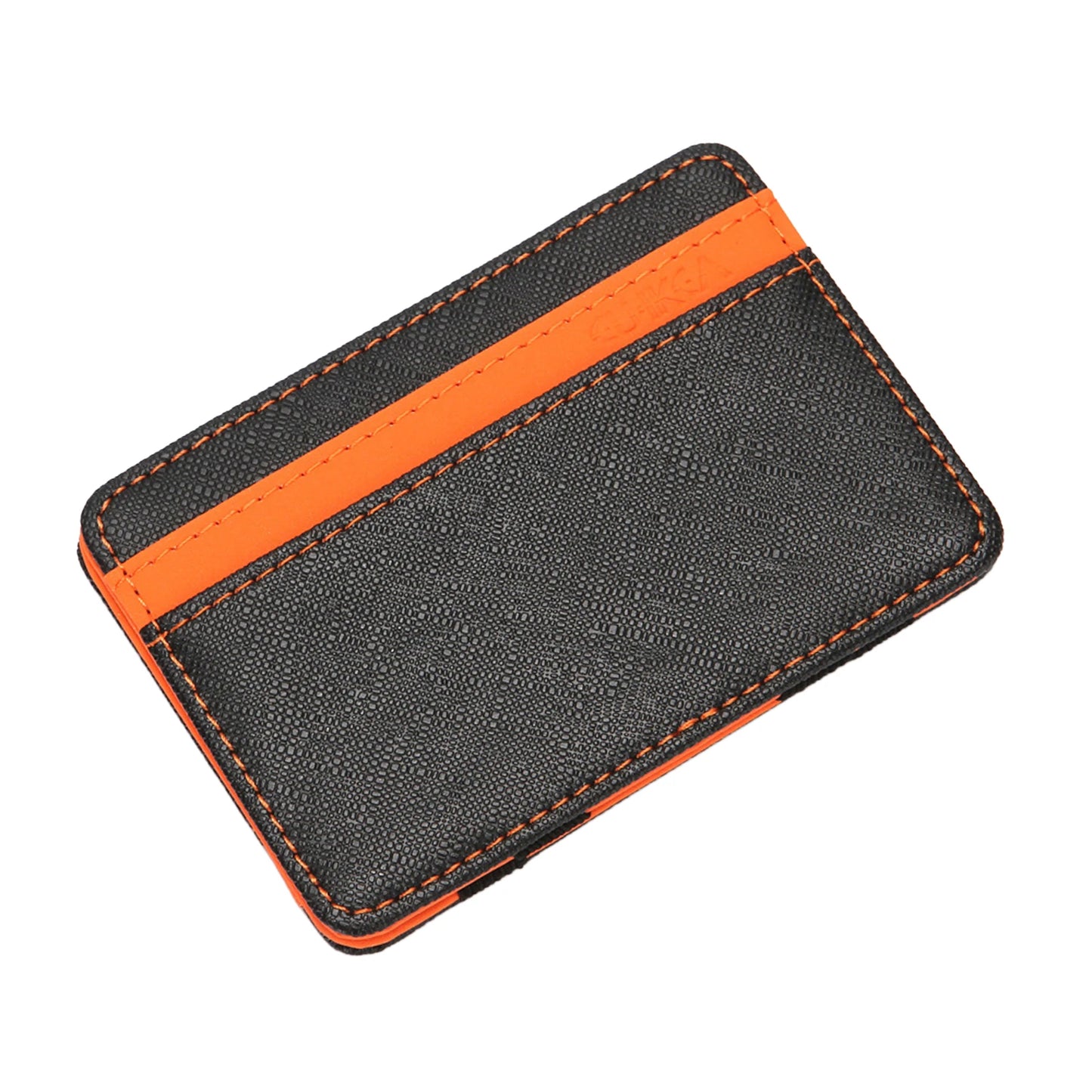 Ultra Thin Magic Card Holder Water-Resistant Durable PU Wallet for Men Women Adults Elders Peaceful Pleasures Health and Wellness Orange