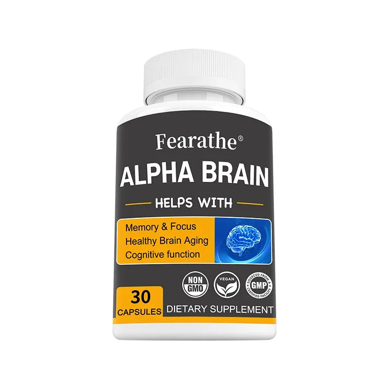 Alpha Brain Nootropics Brain Supplement for Men and Women - Memory, Mental Clarity & Cognition with Vitamin B6, Focus Capsules Peaceful Pleasures Health and Wellness 30 count-1 bottle