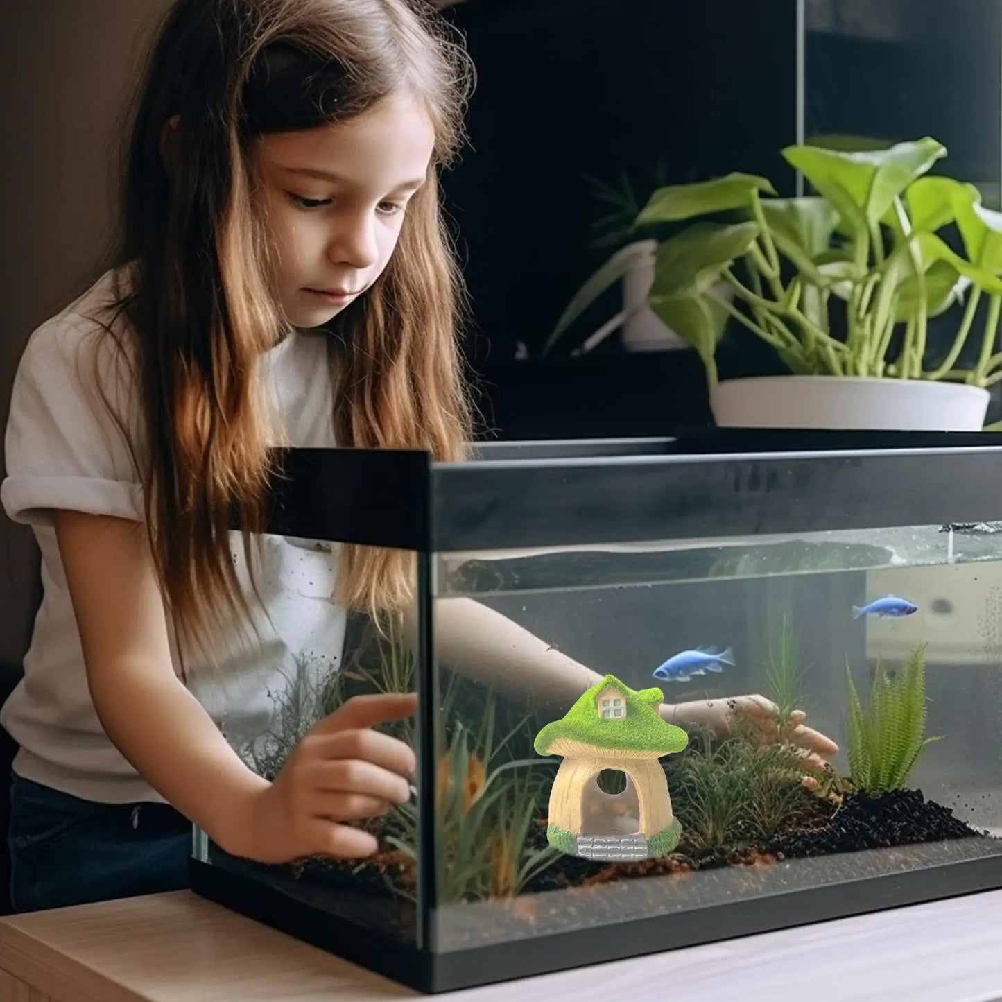 Aquarium Mushroom House Realistic Resin Aquarium Mushroom Shrimp Cave For Living Room Bedroom Study Room Restaurant Apartment Peaceful Pleasures Health and Wellness