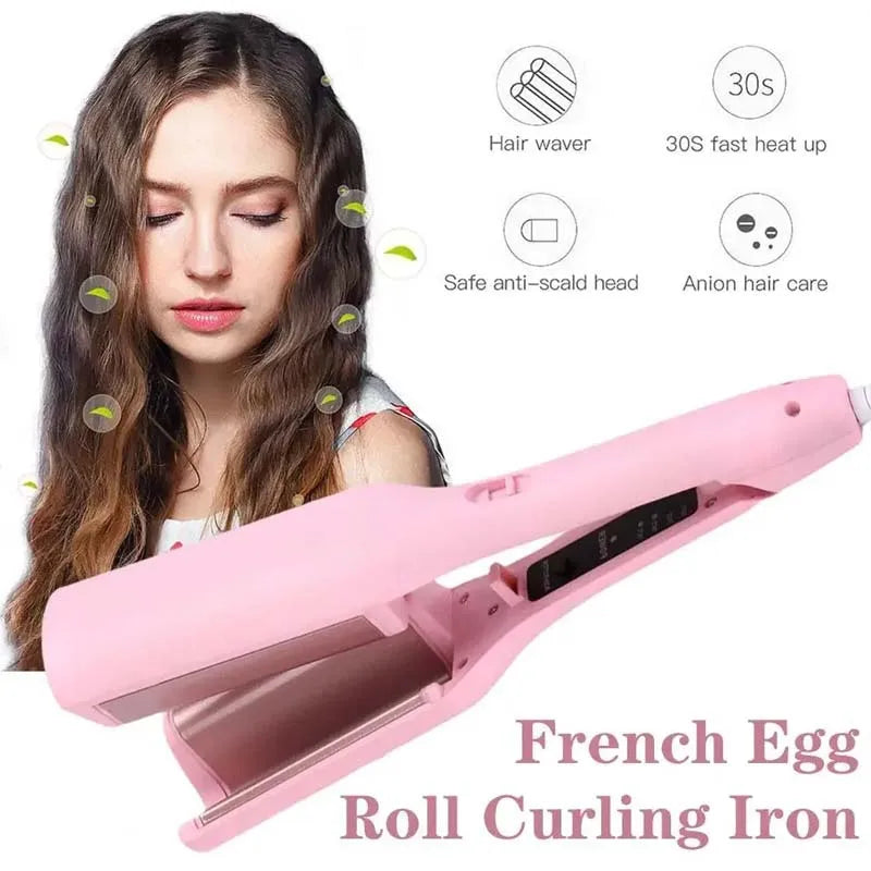 High Quality 32mm 50W PPT Wired (AC) Curling Iron with 10 Temperature Settings for Glossy Fluffy Natural Curl Look Peaceful Pleasures Health and Wellness