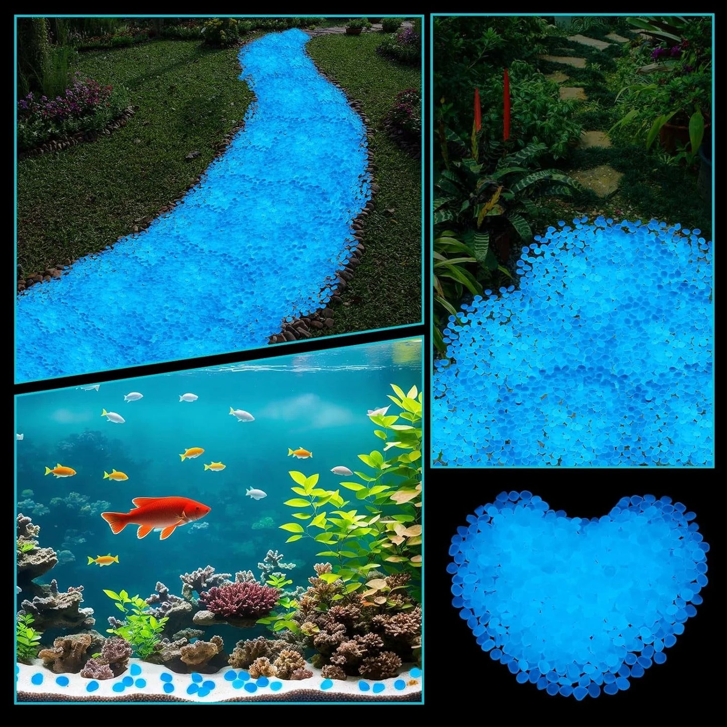 1200 Pcs Glow in the Dark Stones – Garden & Aquarium Pebbles Decorative Garden Pebbles Peaceful Pleasures Health and Wellness