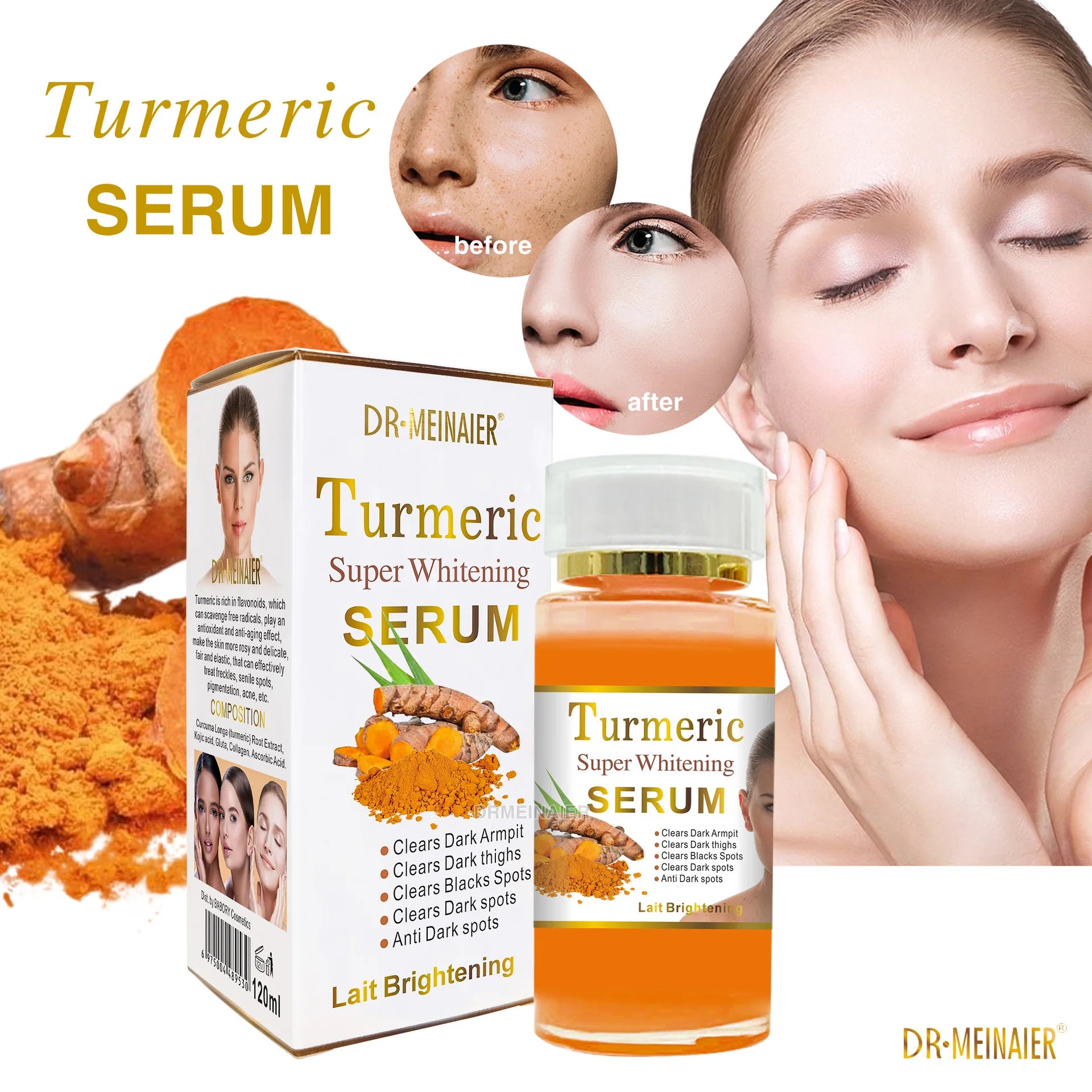 120ml 99% Vitamin C Serum Oil Facial Serum AHA Kojic Acid glutathione Facial skin brightening Peaceful Pleasures Health and Wellness Turmeric serum 120ml