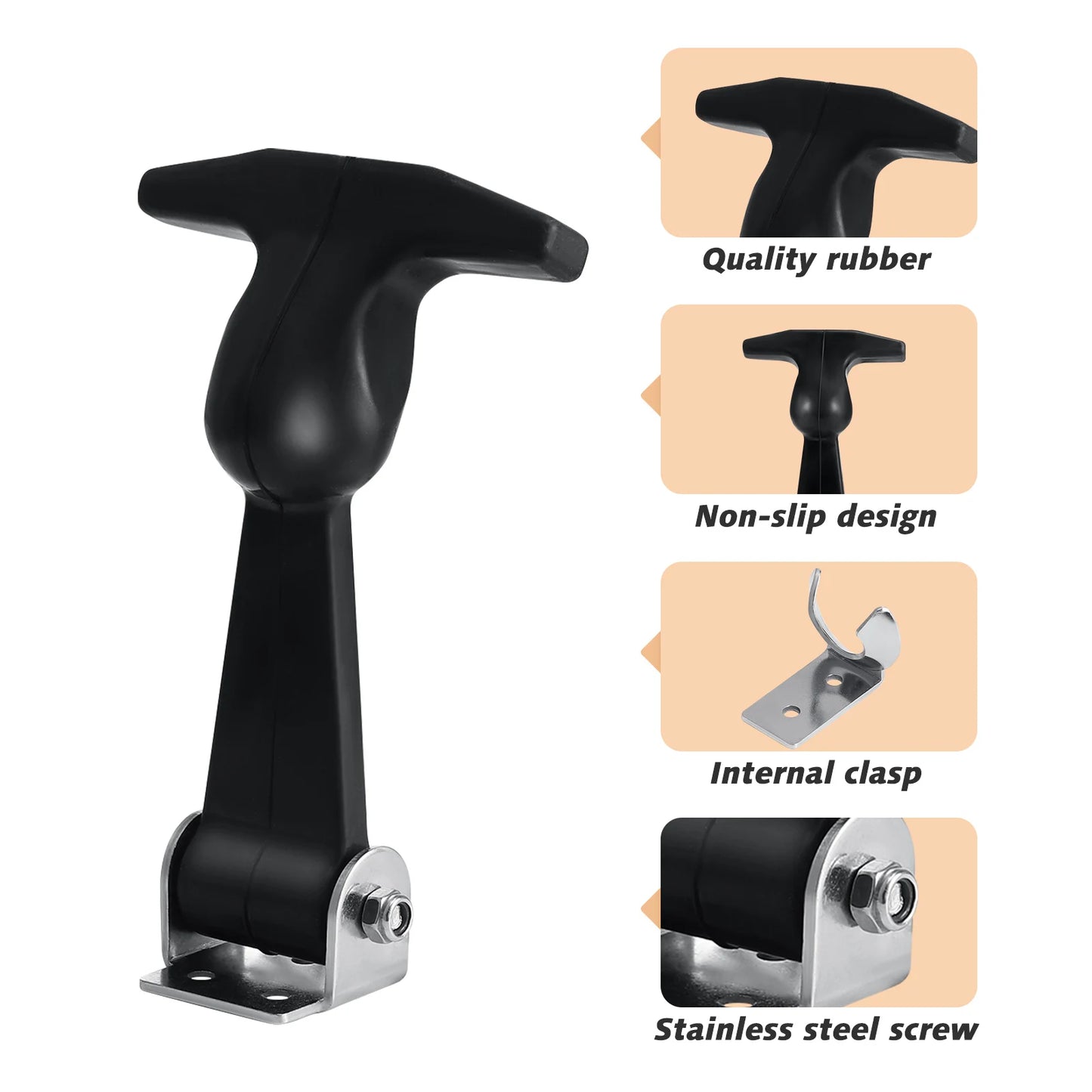 2pcs T-Handle Hasp Hold-down Kit Rubber Buckle Stainless Steel T-Handle Hasp Hood Catch For Cart Tool Box Car Vehicle Engine Peaceful Pleasures Health and Wellness