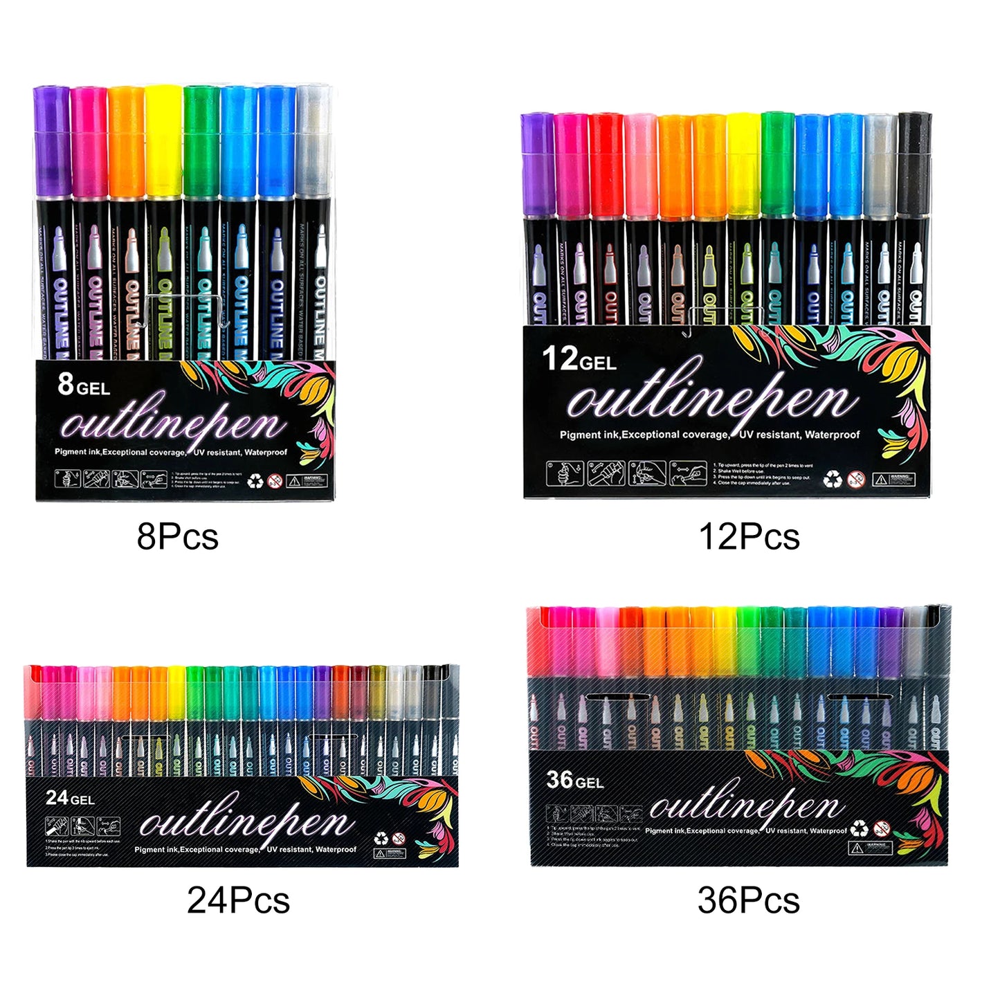 Self-Outline Metallic Glitter Pens Sparkle Doodle Shimmer Marker Drawing Pens for Journaling Coloring Art Planning Supplies Peaceful Pleasures Health and Wellness